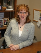 Lisa at her desk