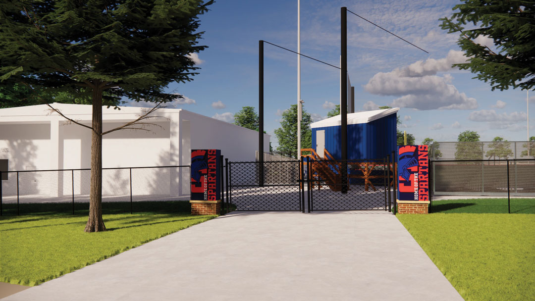View outside of the main entrance of the baseball and softball complex