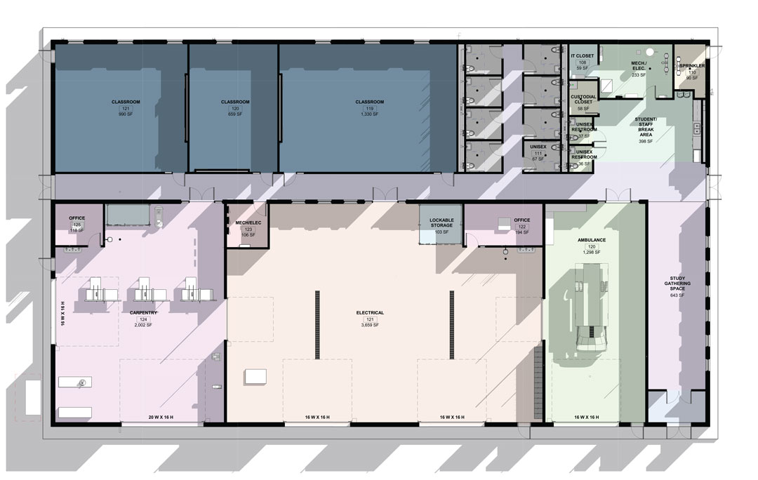 Blueprint of skilled trades building