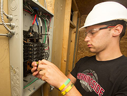 Student working on electrical panel