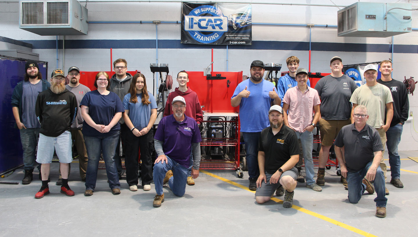SWCC summer 2026 auto collision repair/refinish and automotive repair technology students with SWCC automotive instructors.