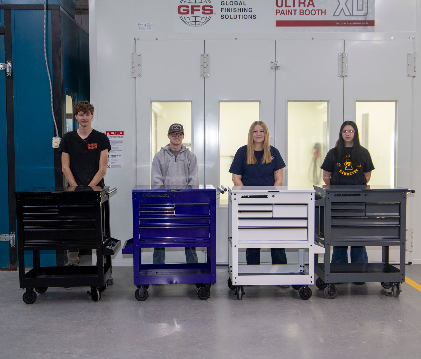 SWCC auto collision repair/refinish students Logan Nunnikhoven of Newton, Quinn Coulson of Mount Ayr, Rachel Becker of Pleasant Hill, and Jasmine Hansen of Diagonal.