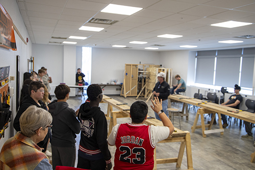 Students in the carpentry & building trades area