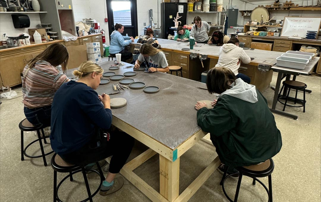 Students working on projects during workshop