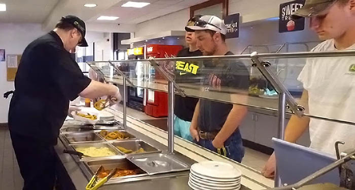 Students being served lunch at Spartan Cafe