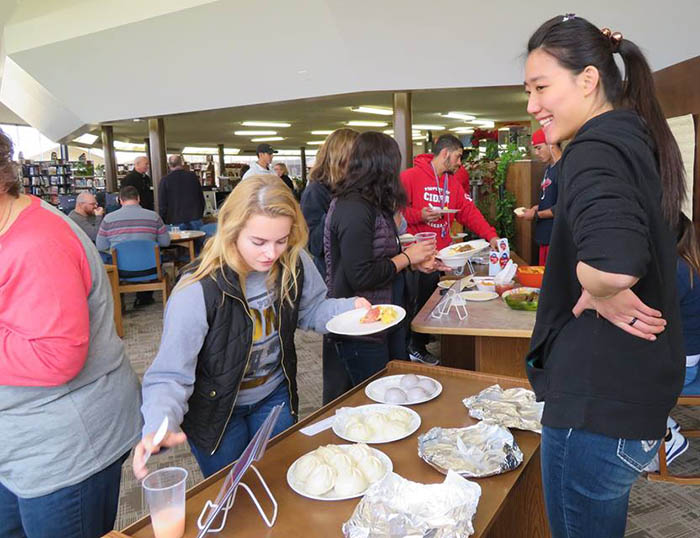 Person getting food sample