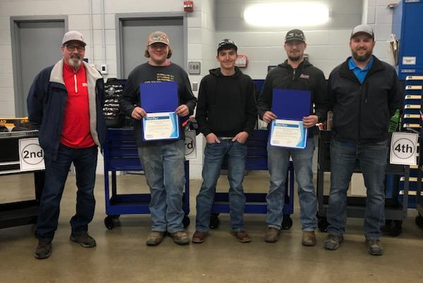 Pictured (L to R): SWCC automotive repair technology instructor Jeff Sorensen; SWCC students Gaige Mohr, Michael Ramsey, and Chas Parsons; and SWCC automotive repair technology instructor Kole Vogel.