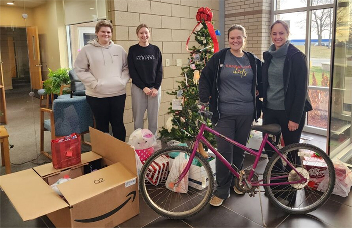 RN students with gifts collected.