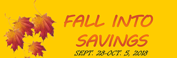 Fall into Savings with leaves falling