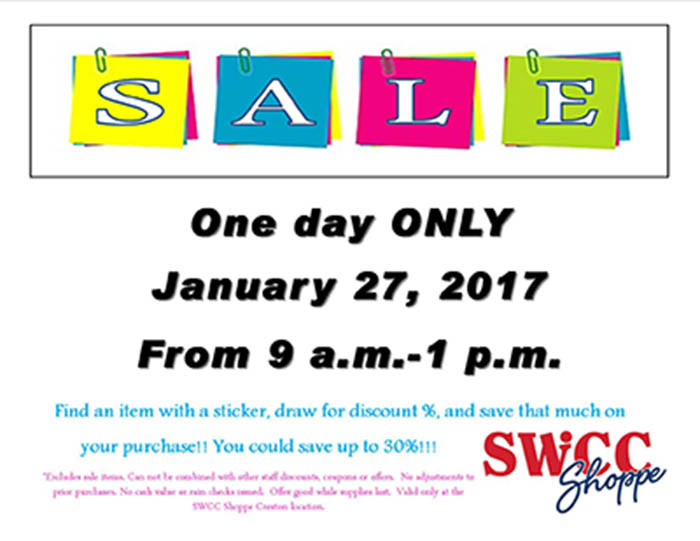 SWCC Shoppe Sticker Sale Ad
