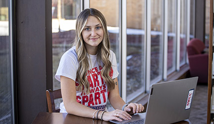 SWCC student on laptop
