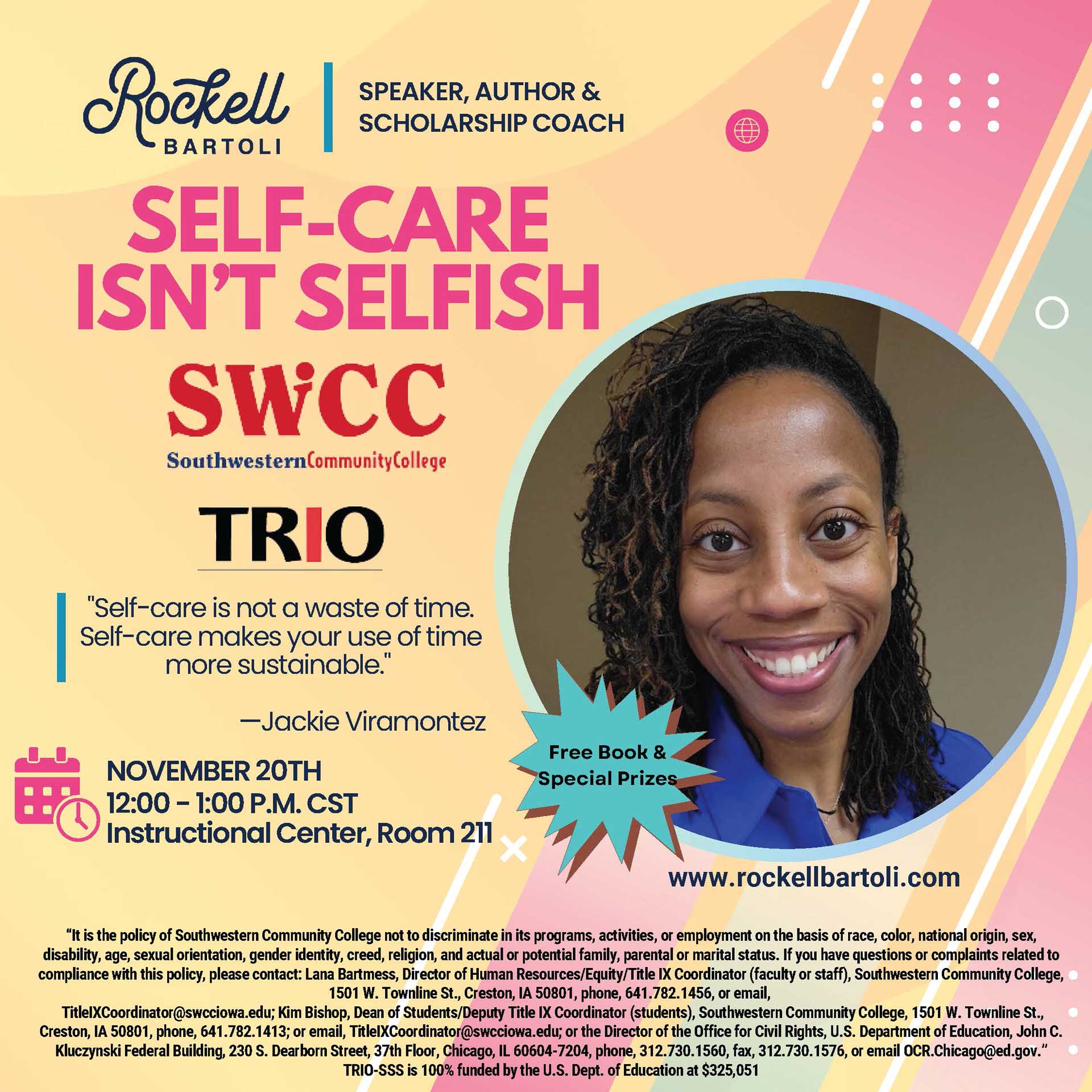 Workshop flyer with Rockell Bartoli's photo