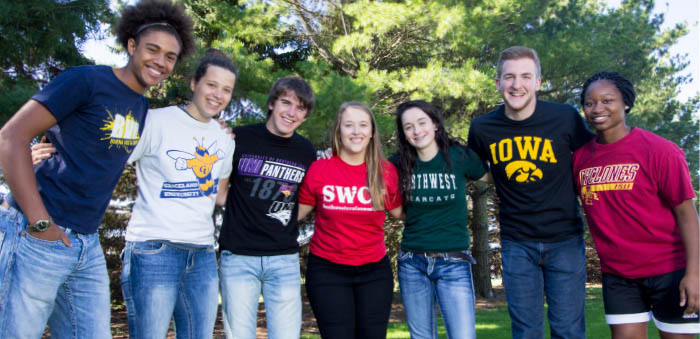 SWCC students in transfer college T-shirts