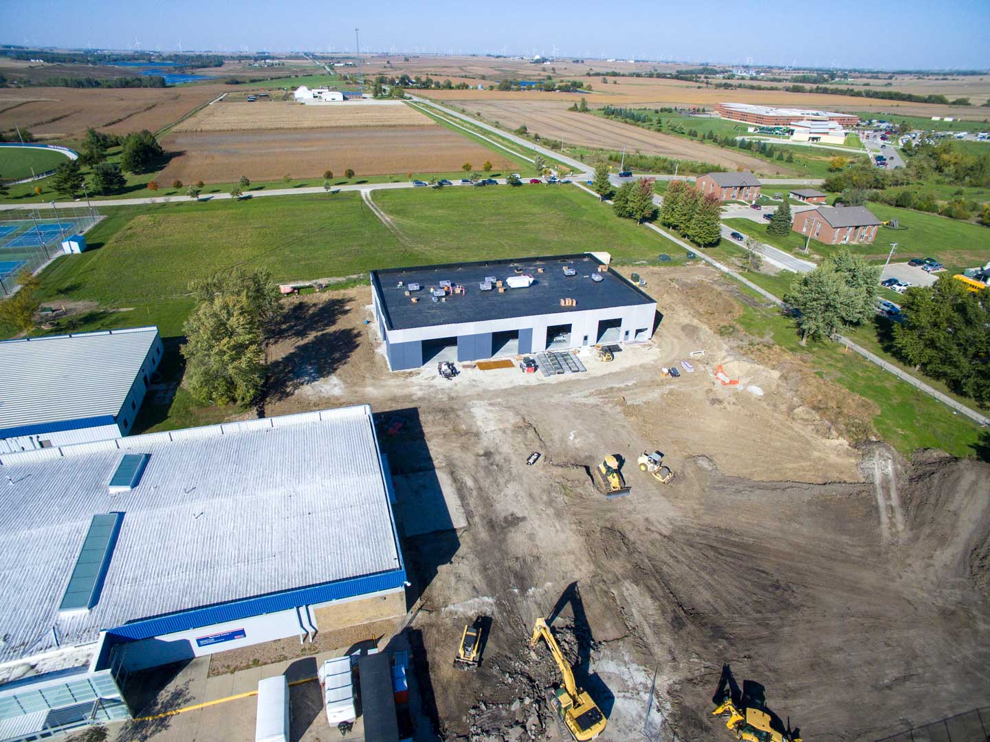 Aerial view of the new Skilled Trades Facility construction at SWCC