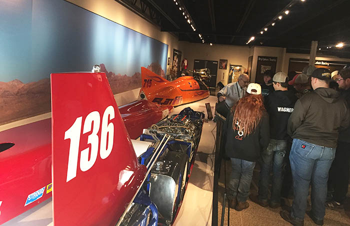Students browsing the Museum of Speed