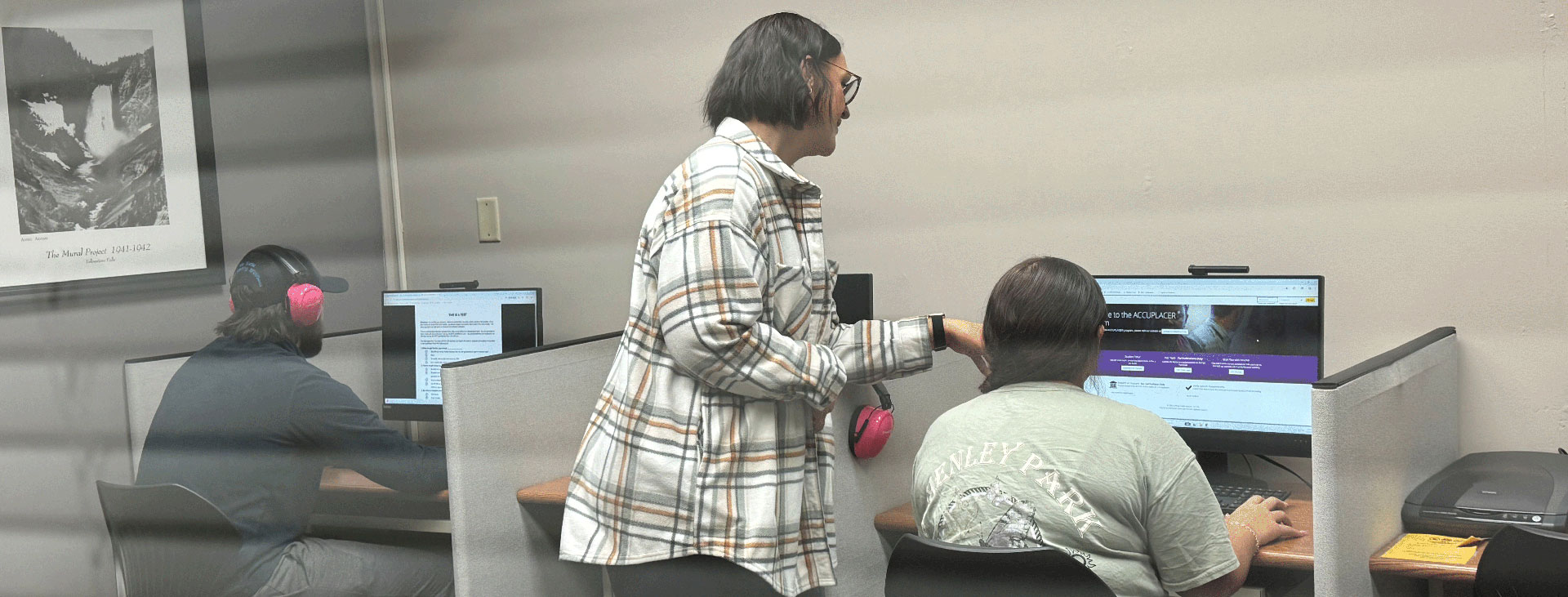 Students testing at computers