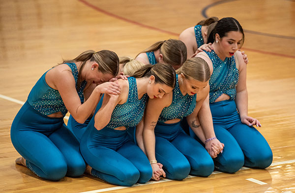Spartan dance team performs its jazz routine  tribute to Ella and Maddie. 