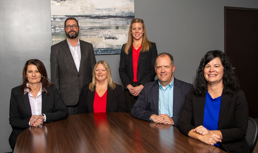 Stoaks with members of her administrative cabinet: (pictured from left to right) Brandi Shay, Dr. John Franklin, Lana Bartmess, Kim Bishop, Wayne Pantini, and Stoaks.