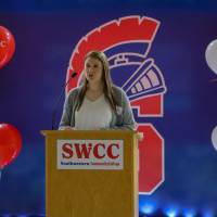 Student speaker at the podium